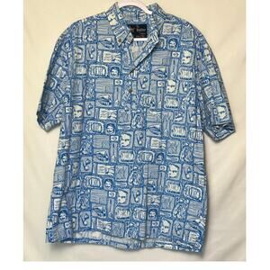 Chubbies The Nutter Men’s XL Blue/White Floral Hawaiian 1/2 Button Shirt Resort